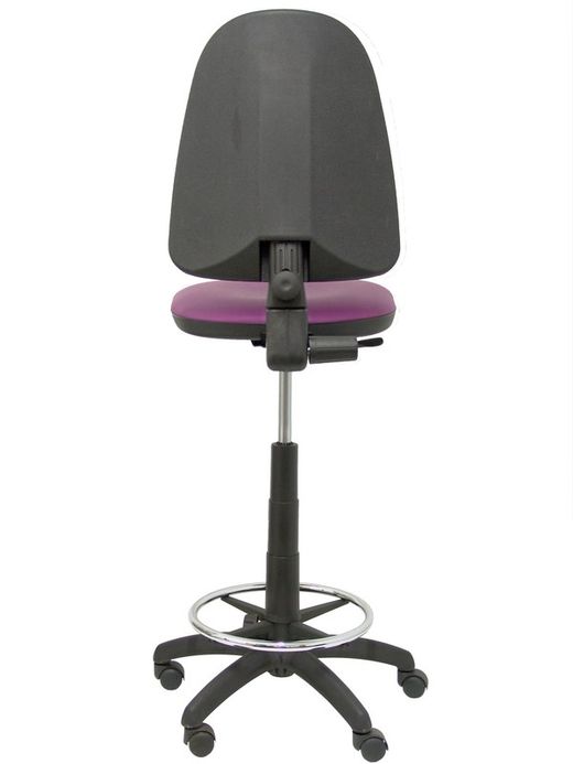 Modelo Ayna Taburete - Taburete ergonómico con mecanismo de contacto permanente, regulable en altura y aro reposapiés - Asiento y respaldo tapizados en tejido símilpiel color morado