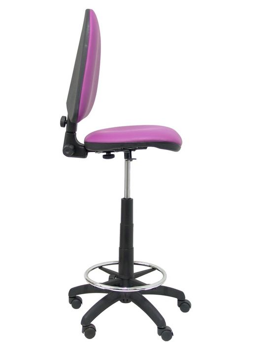 Modelo Ayna Taburete - Taburete ergonómico con mecanismo de contacto permanente, regulable en altura y aro reposapiés - Asiento y respaldo tapizados en tejido símilpiel color morado