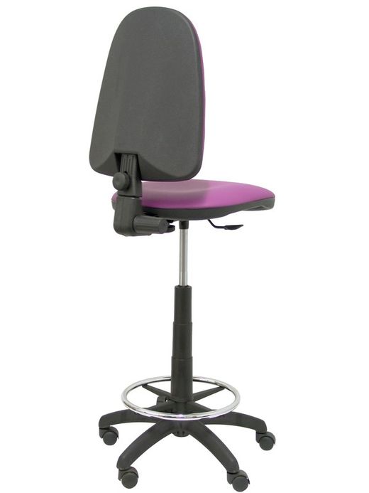 Modelo Ayna Taburete - Taburete ergonómico con mecanismo de contacto permanente, regulable en altura y aro reposapiés - Asiento y respaldo tapizados en tejido símilpiel color morado