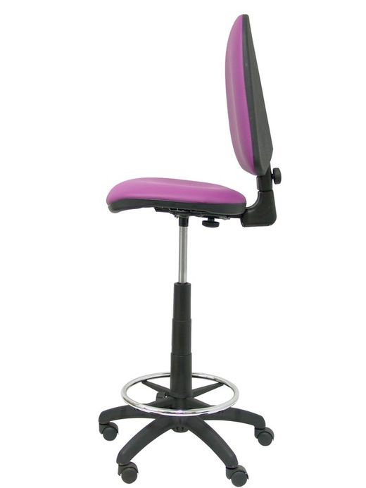 Modelo Ayna Taburete - Taburete ergonómico con mecanismo de contacto permanente, regulable en altura y aro reposapiés - Asiento y respaldo tapizados en tejido símilpiel color morado