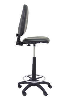 Modelo Ayna Taburete - Taburete ergonómico con mecanismo de contacto permanente, regulable en altura y aro reposapiés - Asiento y respaldo tapizados en tejido símilpiel color negro