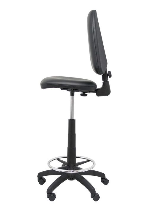 Modelo Ayna Taburete - Taburete ergonómico con mecanismo de contacto permanente, regulable en altura y aro reposapiés - Asiento y respaldo tapizados en tejido símilpiel color negro
