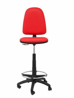 Modelo Ayna Taburete - Taburete ergonómico con mecanismo de contacto permanente, regulable en altura y aro reposapiés - Asiento y respaldo tapizados en tejido símilpiel color rojo