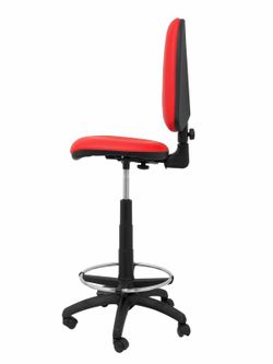 Modelo Ayna Taburete - Taburete ergonómico con mecanismo de contacto permanente, regulable en altura y aro reposapiés - Asiento y respaldo tapizados en tejido símilpiel color rojo