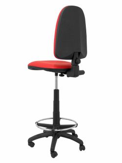 Modelo Ayna Taburete - Taburete ergonómico con mecanismo de contacto permanente, regulable en altura y aro reposapiés - Asiento y respaldo tapizados en tejido símilpiel color rojo