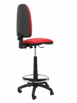 Modelo Ayna Taburete - Taburete ergonómico con mecanismo de contacto permanente, regulable en altura y aro reposapiés - Asiento y respaldo tapizados en tejido símilpiel color rojo