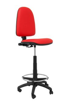 Modelo Ayna Taburete - Taburete ergonómico con mecanismo de contacto permanente, regulable en altura y aro reposapiés - Asiento y respaldo tapizados en tejido símilpiel color rojo