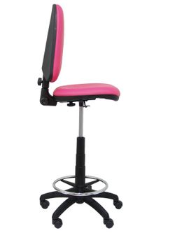 Modelo Ayna Taburete - Taburete ergonómico con mecanismo de contacto permanente, regulable en altura y aro reposapiés - Asiento y respaldo tapizados en tejido símilpiel color rosa