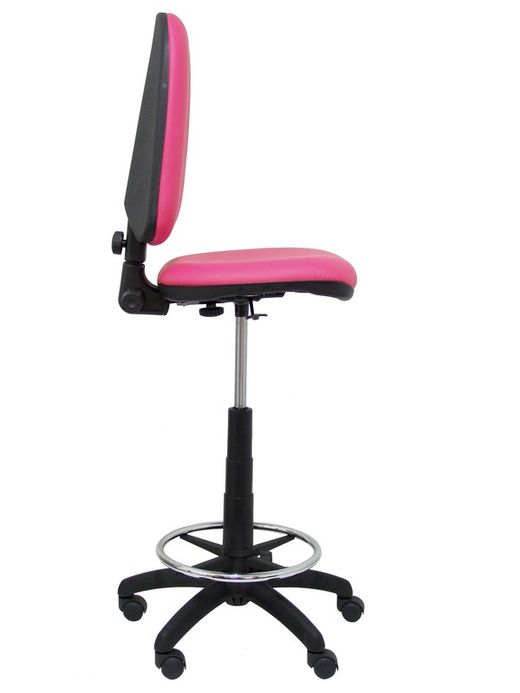 Modelo Ayna Taburete - Taburete ergonómico con mecanismo de contacto permanente, regulable en altura y aro reposapiés - Asiento y respaldo tapizados en tejido símilpiel color rosa