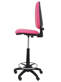 Modelo Ayna Taburete - Taburete ergonómico con mecanismo de contacto permanente, regulable en altura y aro reposapiés - Asiento y respaldo tapizados en tejido símilpiel color rosa