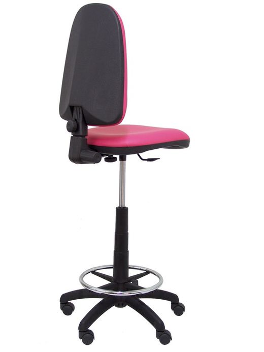 Modelo Ayna Taburete - Taburete ergonómico con mecanismo de contacto permanente, regulable en altura y aro reposapiés - Asiento y respaldo tapizados en tejido símilpiel color rosa
