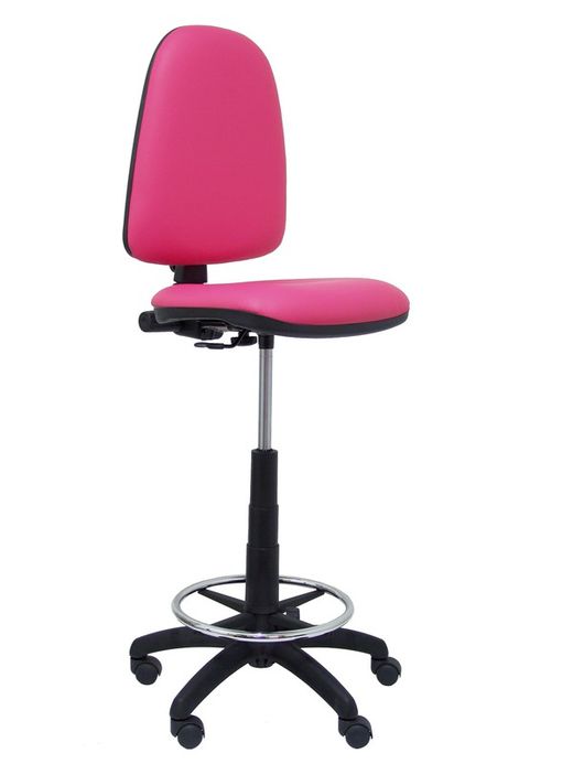 Modelo Ayna Taburete - Taburete ergonómico con mecanismo de contacto permanente, regulable en altura y aro reposapiés - Asiento y respaldo tapizados en tejido símilpiel color rosa