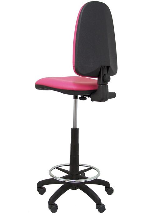 Modelo Ayna Taburete - Taburete ergonómico con mecanismo de contacto permanente, regulable en altura y aro reposapiés - Asiento y respaldo tapizados en tejido símilpiel color rosa