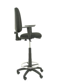 Modelo Ayna Taburete - Taburete ergonómico con mecanismo de contacto permanente, regulable en altura y aro reposapiés - Brazos regulables de serie - Asiento y respaldo tapizados en tejido BALI color negro