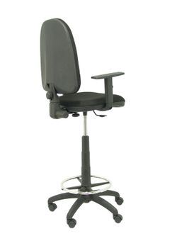 Modelo Ayna Taburete - Taburete ergonómico con mecanismo de contacto permanente, regulable en altura y aro reposapiés - Brazos regulables de serie - Asiento y respaldo tapizados en tejido BALI color negro
