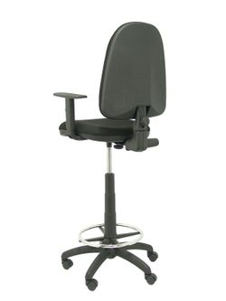 Modelo Ayna Taburete - Taburete ergonómico con mecanismo de contacto permanente, regulable en altura y aro reposapiés - Brazos regulables de serie - Asiento y respaldo tapizados en tejido BALI color negro