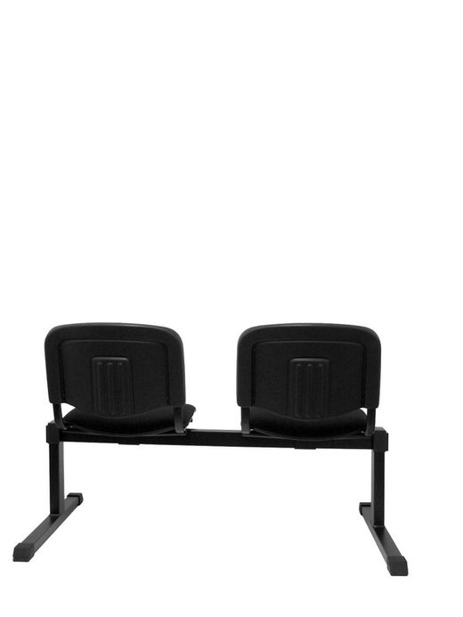 Modelo Bancada Iso - Bancada de espera de dos plazas y estructura de hierro en color negro - Asiento y respaldo tapizados en tejido ARAN color negro