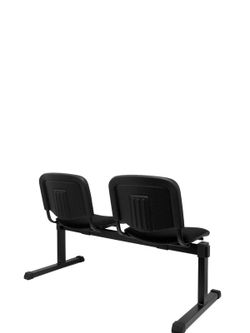 Modelo Bancada Iso - Bancada de espera de dos plazas y estructura de hierro en color negro - Asiento y respaldo tapizados en tejido ARAN color negro