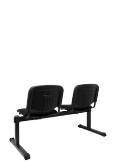 Modelo Bancada Iso - Bancada de espera de dos plazas y estructura de hierro en color negro - Asiento y respaldo tapizados en tejido ARAN color negro