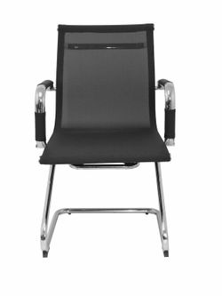 Modelo Barrax confidente patín - Silla de oficina confidente y ergonómica con patín cromado - Respaldo y asiento de malla color negro.