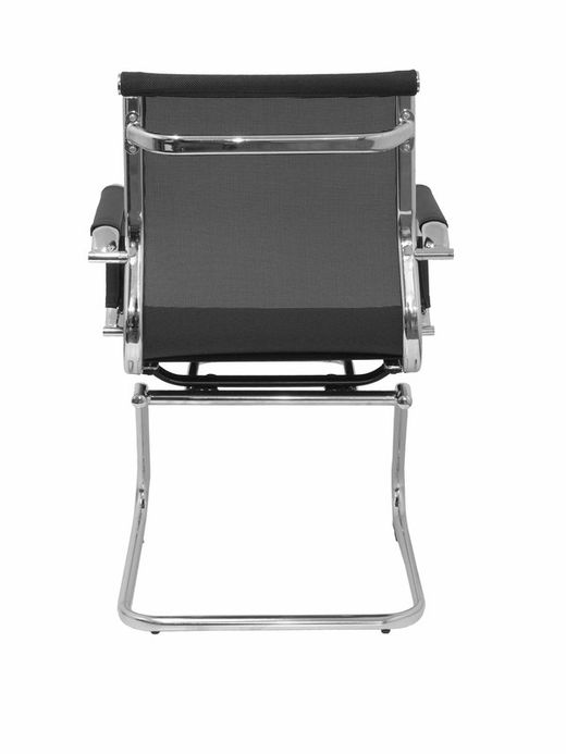 Modelo Barrax confidente patín - Silla de oficina confidente y ergonómica con patín cromado - Respaldo y asiento de malla color negro.