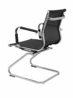 Modelo Barrax confidente patín - Silla de oficina confidente y ergonómica con patín cromado - Respaldo y asiento de malla color negro.