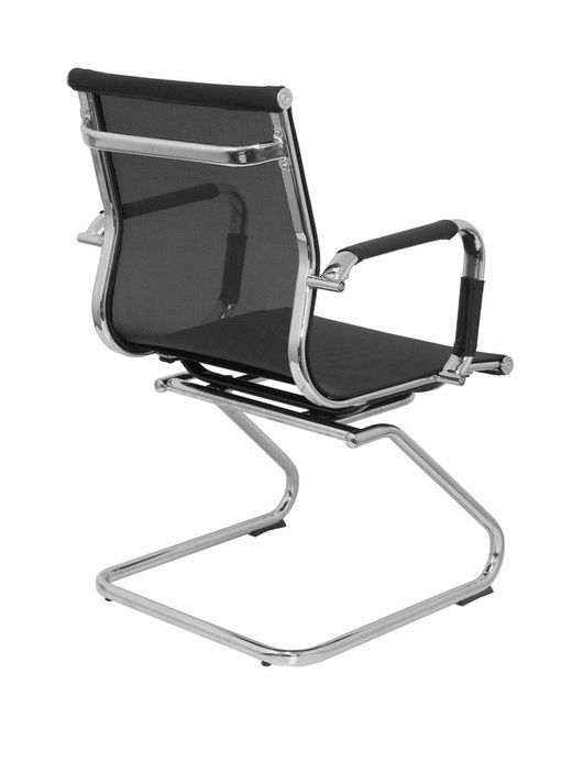 Modelo Barrax confidente patín - Silla de oficina confidente y ergonómica con patín cromado - Respaldo y asiento de malla color negro.