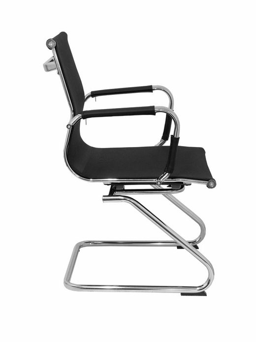 Modelo Barrax confidente patín - Silla de oficina confidente y ergonómica con patín cromado - Respaldo y asiento de malla color negro.
