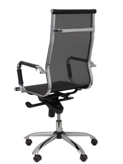Modelo Barrax - Silla de oficina ergonómica con mecanismo basculante multiposición y regulable en altura - Respaldo y asiento de malla color negro.