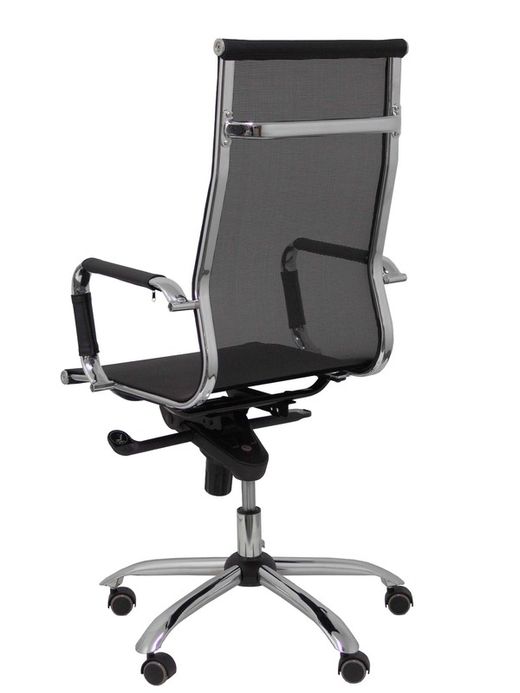 Modelo Barrax - Silla de oficina ergonómica con mecanismo basculante multiposición y regulable en altura - Respaldo y asiento de malla color negro.