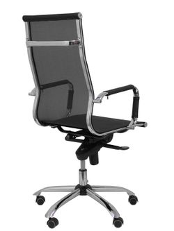 Modelo Barrax - Silla de oficina ergonómica con mecanismo basculante multiposición y regulable en altura - Respaldo y asiento de malla color negro.