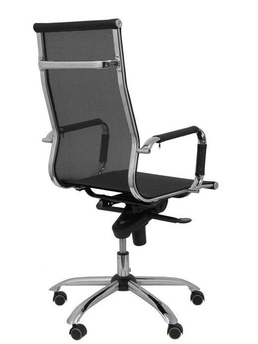 Modelo Barrax - Silla de oficina ergonómica con mecanismo basculante multiposición y regulable en altura - Respaldo y asiento de malla color negro.
