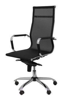 Modelo Barrax - Silla de oficina ergonómica con mecanismo basculante multiposición y regulable en altura - Respaldo y asiento de malla color negro.
