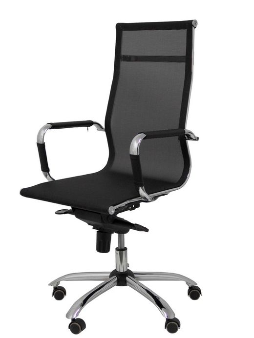 Modelo Barrax - Silla de oficina ergonómica con mecanismo basculante multiposición y regulable en altura - Respaldo y asiento de malla color negro.