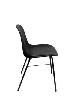 Modelo Beta  Pack 2 sillas confidente ergonómica, apilable y con estructura negra.  Asiento y respaldo de PVC de color negro.
