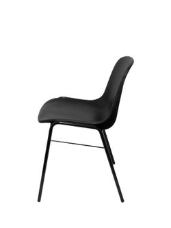 Modelo Beta  Pack 2 sillas confidente ergonómica, apilable y con estructura negra.  Asiento y respaldo de PVC de color negro.
