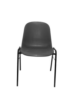 Modelo Beta - Pack 4 sillas confidente ergonómica, apilable y con estructura negra  Asiento y respaldo de PVC de color gris
