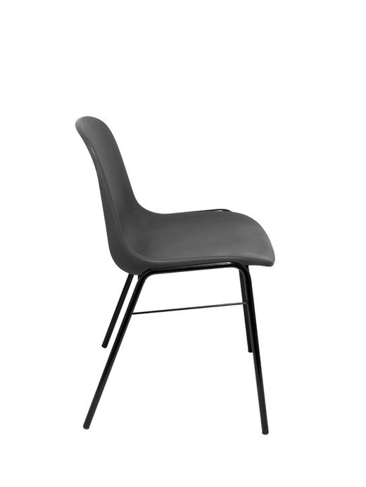 Modelo Beta - Pack 4 sillas confidente ergonómica, apilable y con estructura negra  Asiento y respaldo de PVC de color gris