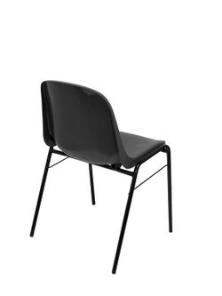 Modelo Beta - Pack 4 sillas confidente ergonómica, apilable y con estructura negra  Asiento y respaldo de PVC de color gris