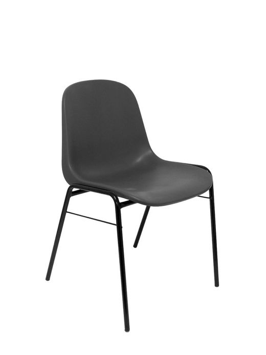 Modelo Beta - Pack 4 sillas confidente ergonómica, apilable y con estructura negra  Asiento y respaldo de PVC de color gris