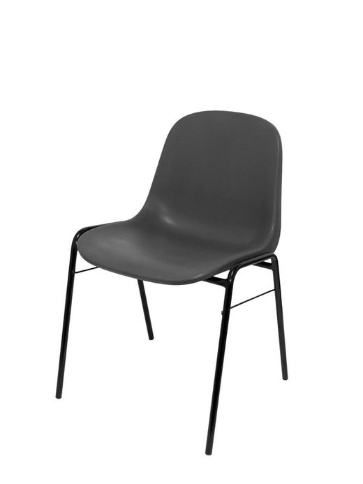 Modelo Beta - Pack 4 sillas confidente ergonómica, apilable y con estructura negra  Asiento y respaldo de PVC de color gris