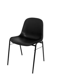 Modelo Beta - Pack 4 sillas confidente ergonómica, apilable y con estructura negra  Asiento y respaldo de PVC de color negro
