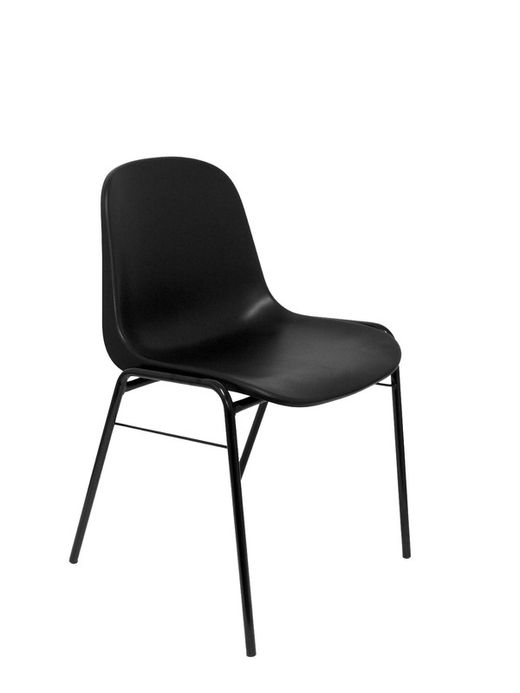 Modelo Beta - Pack 4 sillas confidente ergonómica, apilable y con estructura negra  Asiento y respaldo de PVC de color negro