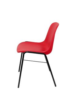 Modelo Beta - Pack 4 sillas confidente ergonómica, apilable y con estructura negra  Asiento y respaldo de PVC de color rojo