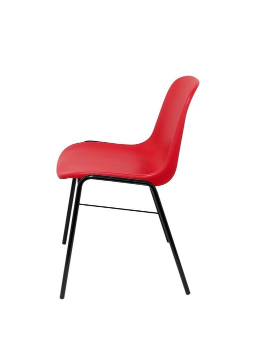 Modelo Beta - Pack 4 sillas confidente ergonómica, apilable y con estructura negra  Asiento y respaldo de PVC de color rojo