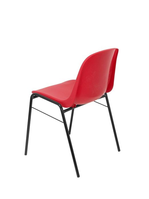 Modelo Beta - Pack 4 sillas confidente ergonómica, apilable y con estructura negra  Asiento y respaldo de PVC de color rojo