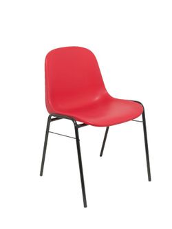 Modelo Beta - Pack 4 sillas confidente ergonómica, apilable y con estructura negra  Asiento y respaldo de PVC de color rojo