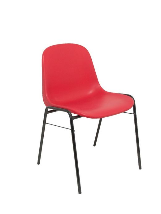 Modelo Beta - Pack 4 sillas confidente ergonómica, apilable y con estructura negra  Asiento y respaldo de PVC de color rojo