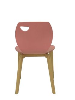 Modelo Buendia - Pack de 2 sillas confidente con estructura de madera de color haya - Asiento y respaldo de madera laminada color rosa