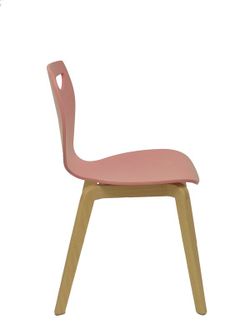 Modelo Buendia - Pack de 2 sillas confidente con estructura de madera de color haya - Asiento y respaldo de madera laminada color rosa